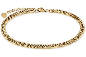 GD GOOD.designs Bracelet de cheville gourmette pour femme en or, argent ou or rose – Chaîne de cheville imperméable réglable (22-27 cm) I Bijou de cheville en acier inoxydable pour femme