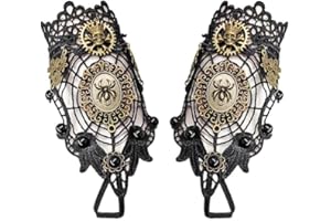 Daimay Bronzing Fingerless Gloves Gothic Floral Lace Steampunk Wristband Ring Vintage Beaded Gloves Bridal Bracelet Ring Set - 1 Pair – Spider Web