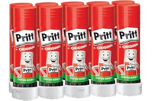 Pritt Colla Stick 10 x 43g, Colla per bambini sicura e affidabile, Adesivo per lavoretti e fai da te, con una tenuta forte per uso scuola e ufficio, 10 stick x 43g