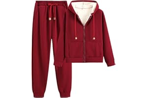 amropi Trainingsanzug Damen Winterjacke Kapuzenpullover und Jogginghose Warm VliesJogginganzug