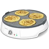 Cecotec Crepera Fun Crepestone Twin. 1200W, Placa Reversible con Revestimiento Antiadherente RockStone, Termostato Regulable,