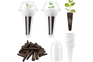 DONGFENGLION Hydroponic System Zubehör, Wurzelaktivator, 50 Stück Wachstumsschwämme, Hydroponic Tower, Anzuchtschwämme für Hydrokultur, Hydroponische Anzuchtsets&Systeme mit 20 Isolierenden Deckeln, 5 Pflanzenkorb