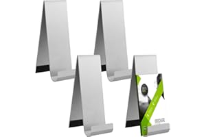 Yaocom Brochure Holder, Metal 4 Pcs, Silver, Vertical Countertop Literature Organizer for Booklets, Pamphlet, Magazine, Menu, Journals