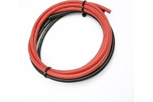 Boladge 2 Mètres Fil de Silicone Pur Câble d'alimentation 12AWG Câble de Batterie fil de Cuivre étamé Câble RC de 12 Gauge (1 Mètre en Noir et 1 Mètre en Rouge) (12AWG)