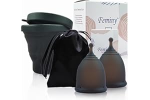 WUSANNA 2 pezzi disco mestruale, tazza mestruale, tazza mestruale, disco mestruale, nero, disco periodico S & L, tazza mestruale riutilizzabile, sterilizzatore tazza, fornisce una protezione duratura