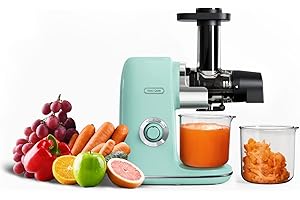 Hazel Quinn Estrattore Frutta e Verdura, Estrattore Di Succo a Freddo, 2 Modalità Di Velocità, Funzione Di Masticazione Inversa, Senza Filtro & Facile Pulizia, Privo Di BPA, 150 W - Verde Menta
