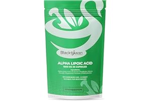 BLACK SWAN SUPPLEMENTS Black Swan Alpha Lipoic Acid 1000mg Capsule - High Strength Antioxidant Metabolic Support Pain Relief Weight Management ALA Natural Vegan Supplement - 30 Caps 1 Month Supply