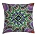Produktbild FAFANIQ Fractal Throw Pillow Cushion Cover, Psychedelic Tentacles Converging into Flower Form Infinity Spinning Focus Design, Decorative Square Accent Pillow Case, 18 X 18 Inches, Green Purple