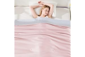 ‎QUCOVER Qucover Summer Duvet Made of Cotton and Microfibre, Thin Cooling Summer Blanket, 150 x 200 cm, Single Bed, Summer Duvets without Cover, Lightweight and Soft Cooling Duvet, Cooling Blanket, Pink and