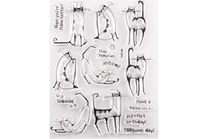 HEALLILY Timbri per Gatti in Silicone TPR Trasparenti Animali Decorativi per La Fabbricazione di Carte Fai da Te Scrapbooking Album Fotografico Decorazione Diario