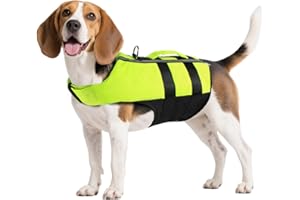 Namsan Giubbotto di Salvataggio per Cani Regolabile Salvagente Cane con Striscia Riflettente Verde - M