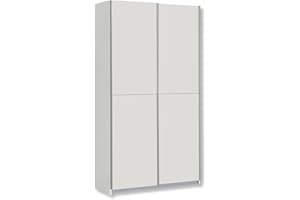 Forte Ohio 40 armadio multiuso moderno bianco, a 2 ante con ripiani, armadio scorrevole, armadio guardaroba, in legno, bianco opaco, 120 cm di larghezza x 42 cm di profondità x 190,5 cm di altezza