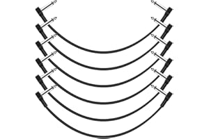 GOGHOST FIAHNG 6 pulgadas Guitar Patch Cables 6 Pack, 1/4" TS ángulo recto efecto Pedal Flat Cables, Negro