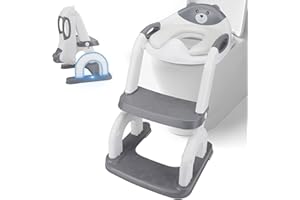 WESDITLY Sedile WC per bambini con scale, sedile WC regolabile in altezza, sedile WC pieghevole per bambini, vasino antiscivolo con gradini, comodo allenatore WC a partire dai 2 anni in su