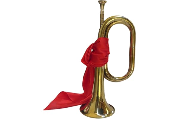 F Fityle Trompette de cavalerie en laiton, instrument de musique de 13 pouces, clairons de trompette avec chiffon rouge pour spectacle, entraînement, Style 1
