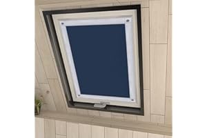 Eurohome 100% Verdunkelung Dachfenster Rollo ohne Bohren Sonnenschutz Verdunkelungsrollo mit Saugnäpfen für Fenster Dunkelblau76x115 cm