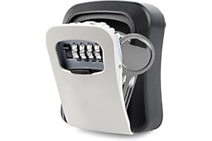 KEWUZY Schlüsseltresor Außen, Schlüsselbox mit Code, Schlüsseltresor Wandmontage, Schlüsselkasten mit Zahlencode, Schlüsselsafe Wetterfest, Zinklegierung, für Ersatz Hau Schlüssel, Garagen, Schule, Büro
