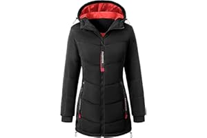 CMTOP Cappotto Donna Invernale Caldo Cappotto con Cappuccio Spessa Giacca Trapuntata Lungo Autunno Invernali Giubbotto Casual Giacca Parka Trapuntata con Zip e Tasche
