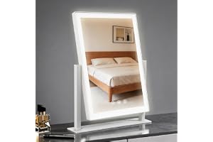 AIMAX Sminkspegel med belysning, 27,5 x 37,5 cm, 360° rotation, kosmetisk spegel med LED, 3 ljuslägen och dimbar, pekkontroll