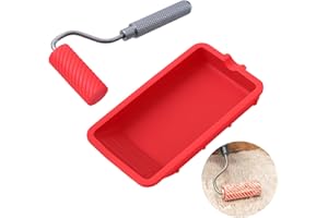 VARKAGE Strukturwalze, Leimroller Holzleim, Leimpinsel mit Silikon Farbwanne, Wiederverwendbare Leimwalze für Handwerk Holzbearbeitung