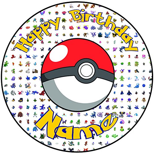 Happy Birthday Pokemon Go 20,3 cm (20 cm) rund vorgeschnittenen Tortenaufleger