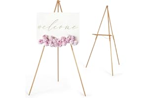 VISWIN 160cm Wooden Tripod Display Easel Stand for Wedding Sign, Poster, A-Frame Artist Easel Floor with Tray for Painting, Canvas, Foldable Easel - Natural