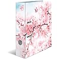 HERMA 19556 Folder A4 Flowers Cherry Blossom 7 cm Wide Sturdy Cardboard Coloured Outside and Inside Print in Design Ring Binder Lever Arch File Office Folder Motif Folder
