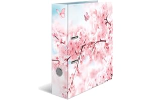 HERMA 19556 Classeur A4 Fleurs de cerisier 7 cm de large Carton solide coloré Impression à l'extérieur et à l'intérieur Design Classeur à anneaux Classeur Classeur à levier Dossier Dossier à motif