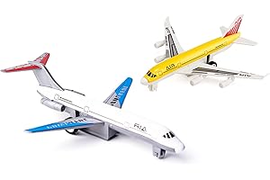 AtomDream Tech Flugzeug Spielzeug – Elektrisches Flugzeug mit Blinkenden LED-Lichtern & Sound – Bump-and-Go-Funktion, Robustes ABS-Material, für Kinder von 3 bis 8 Jahren (Airplane Toys 2P)