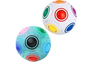 KidsPark Arc - en - Ciel Ball 3D Puzzle Intelligent Magique Balle Speed Cube Rubix Cube Jouet, Blanc + Luminescence