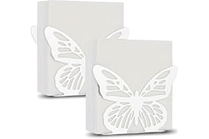 GUADOR Servilletero De Mesa,2 Piezas Servilleteros Hosteleria Forma De Mariposa Porta Servilletas De Mesa Adecuado Para Cocina Casa Fiesta Restaurante Cafe Bar Blanco 16 x 14,5 x 4,5 cm Servilleteros