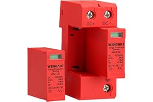 Wengart Überspannungsschutzeinrichtung, 36 mm DIN-Schienenmontage, Niederspannungs-Schutzeinrichtung für Blitzschutz Stromverteilung und Steuergeräte (1000V_2P20KA)