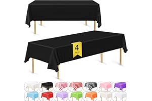Bouiexye 4 Stück Einweg Tischdecken 137 x 274 cm Tischdecke aus Kunststoff Schwarz Rechteckige Tischabdeckung Gartentischdecke für Gastronomie Party Hochzeiten Grillen Picknick