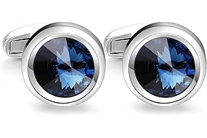 MERIT OCEAN Cufflinks for men, Crystal Round Cuff Links Mens Shirt Suit for Wedding Business Gifts