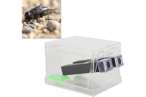 OREILET Cricket Keeper, Cricket Care Kit Acrylic Feeding Cricket Pen with Food and Water Feeding Tub, Insect Cockroach Care Reptile Tank Box, for Home Office Cricket Feeding(L)
