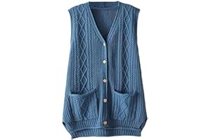 FTCayanz Donna Cardigan Scollo a V Senza Maniche Maglione Gilet e Taschino