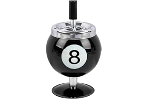 sulanmo Cendrier Modèle Boule de Billard Noir, Cendrier Original Coupe-Vent avec Couvercle, Cendriers Poussoir de Table Pour Intérieur Extérieur, Cadeau pour Homme Garçon