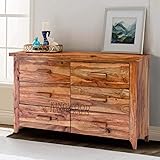 KINGWOOD FURNITURE Chest of Six Drawer in Sheesham Wood with Honey Finish