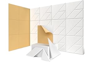 Topnaca Sound Proofing Panels, 12 Pack Self-Adhesive Acoustic Panels, High Density Decorative Sound Absorbing Panels, Office, Recording Studio, White (12''×12''×0.4'')
