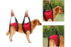 FILFEEL Nosidełko dla psa Przednie szelki wspierające dla psa Kamizelka do podnoszenia zwierząt Pet Walker Podnośnik do nosidełek Rehabilitacja starych i kontuzjowanych psów (przednia noga - L-czerwona)