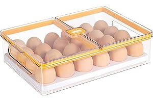 dingdongji Multifunzione Portauova per Frigorifero,Contenitore per Uova con Coperchio,Porta Uova in Plastica con Portauova Estraibile,24 celle,Può conservare uova o frutta e verdura,adatto per cucina