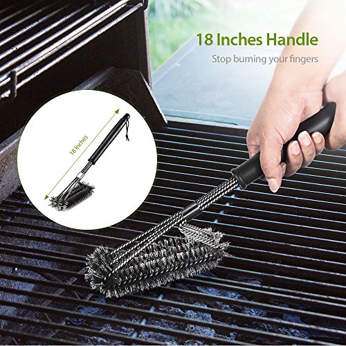 Xintop BBQ Grillbürste, 3 in 1 Edelstahl Bürsten, 118 Inches Barbecue Grill Reinigungsbürste - 3