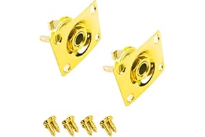TBESME 1/4''Square Jack Output Plate Socket for Electric Guitar(Pack of 2) (Gold)
