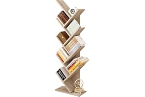 EUGAD Estantería para Libros Librería de Árbol de Almacenamiento de Oficina Estante Soporte de CD DVD con 9 Niveles, 40x20x127cm, Roble Claro 0041SHG