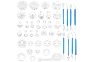LHOEST Juego de 42 moldes de fondant blanco, accesorios para hacer fondant, herramientas para modelar flores y flores para modelado de flores y flores para modelar flores de rosa