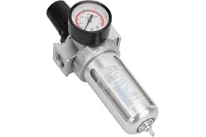 DIOCHE Air Pressure Filter Compressor Smooth Aluminum Air Filter Moisture Regulator Solid BSP 1/2" Adjustable for Spray Paint Guns Air Tools System