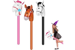IEWRTCIN 3 Pcs Horse Hobby, Inflatable Balloon Sticks, Pink Black Brown Interesting Design Easy to Use, Inflatable Horse Sticks for Decorating Birthday Parties, Pony Parties, Carnivals, Christmas(3 Colour)