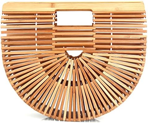 Bamboo Handbag Handmade for Womens, Handbags Handmade Bamboo Tote Bag, Fashion Bags,Summer Beach Tote Bag,Semicircle Package,Hand Bag,Evening Bags (Original color)