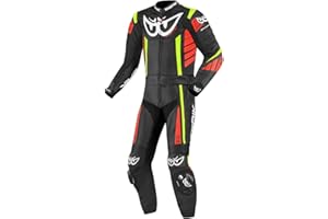 Berik Zakura Abito moto due pezzi in pelle, nero/rosso/giallo, 50