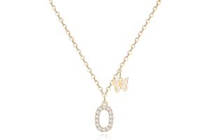 MJARTORIA Initial Necklace A to Z Gold Capital Letter Necklaces with Crystals Butterfly Pendant for Women Girl